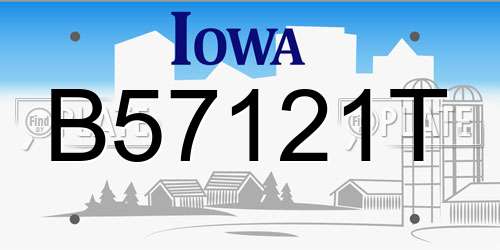 B57121T Iowa License Plate