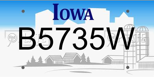 B5735W Iowa License Plate