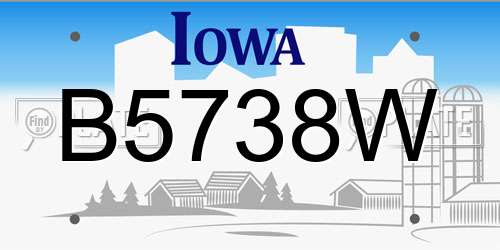 B5738W Iowa License Plate