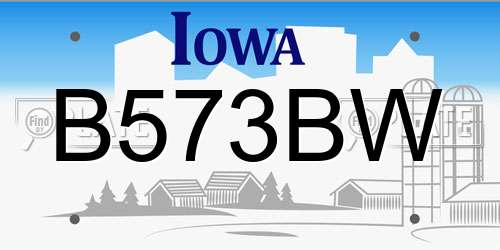 B573BW Iowa License Plate