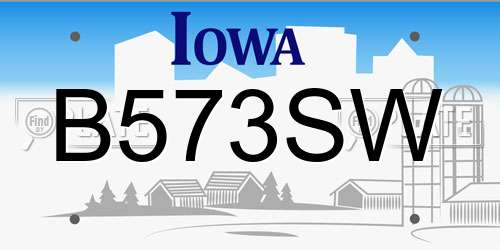 B573SW Iowa License Plate