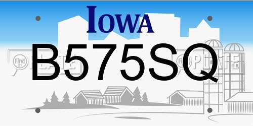 B575SQ Iowa License Plate