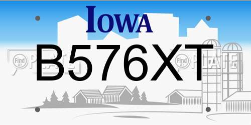 B576XT Iowa License Plate