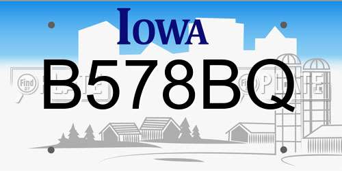 B578BQ Iowa License Plate
