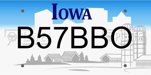 B57BBO Iowa License Plate