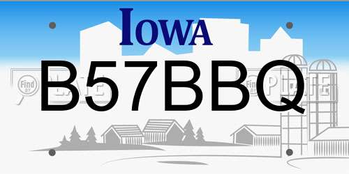 B57BBQ Iowa License Plate