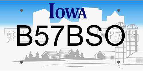 B57BSO Iowa License Plate