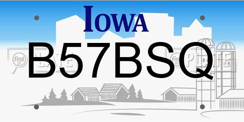 B57BSQ Iowa License Plate