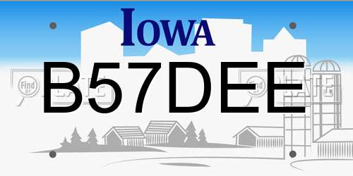 B57DEE Iowa License Plate