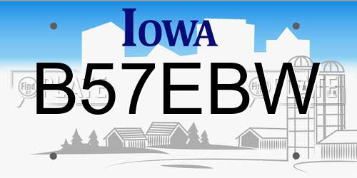 B57EBW Iowa License Plate