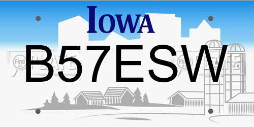 B57ESW Iowa License Plate
