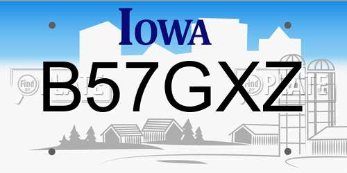 B57GXZ Iowa License Plate