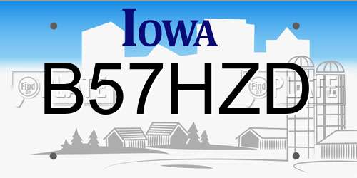 B57HZD Iowa License Plate