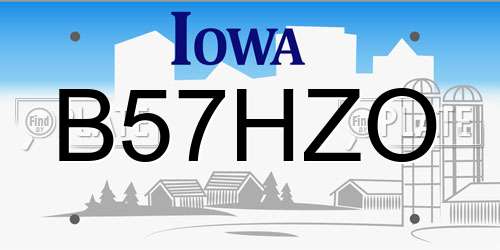 B57HZO Iowa License Plate