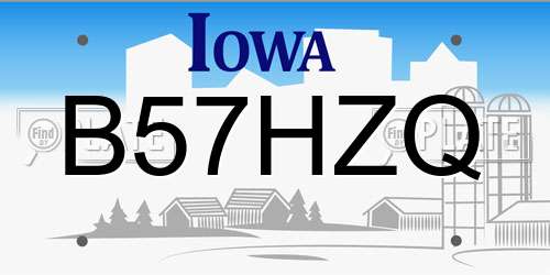B57HZQ Iowa License Plate