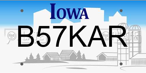 B57KAR Iowa License Plate