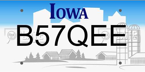 B57QEE Iowa License Plate