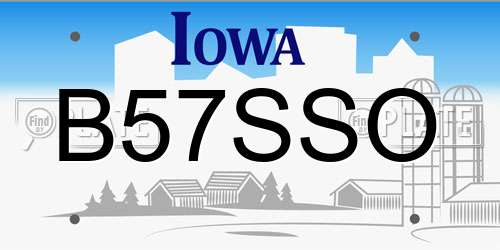B57SSO Iowa License Plate