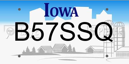 B57SSQ Iowa License Plate