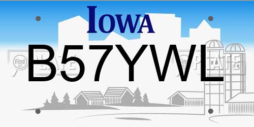B57YWL Iowa License Plate
