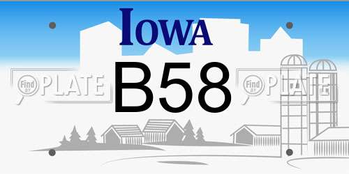 B58 Iowa License Plate