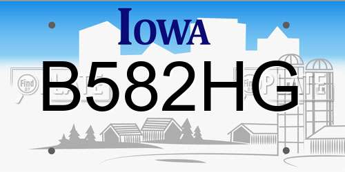 B582HG Iowa License Plate