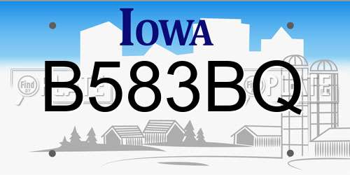 B583BQ Iowa License Plate