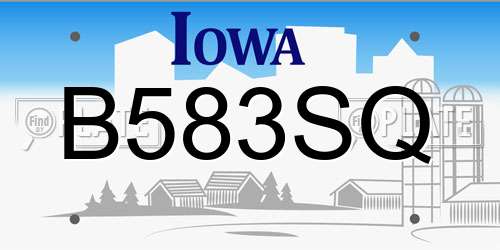 B583SQ Iowa License Plate