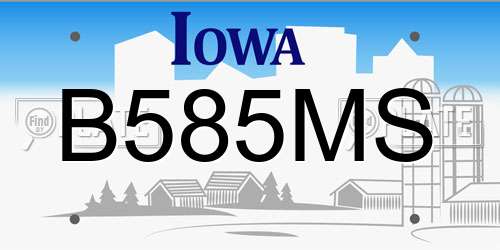 B585MS Iowa License Plate