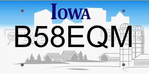 B58EQM Iowa License Plate