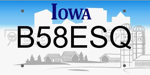 B58ESQ Iowa License Plate