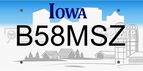 B58MSZ Iowa License Plate