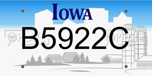B5922C Iowa License Plate
