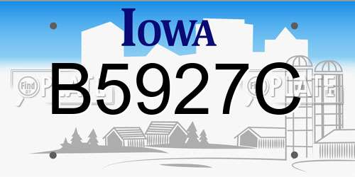 B5927C Iowa License Plate
