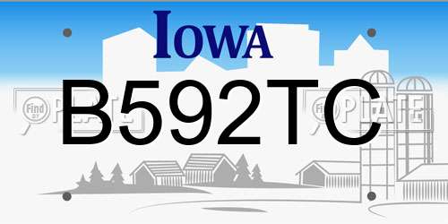 B592TC Iowa License Plate
