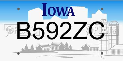 B592ZC Iowa License Plate