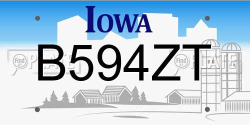 B594ZT Iowa License Plate