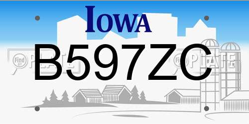 B597ZC Iowa License Plate