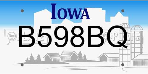 B598BQ Iowa License Plate