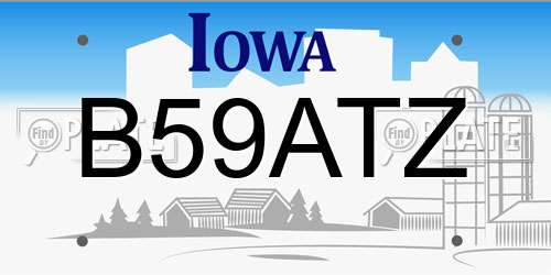 B59ATZ Iowa License Plate