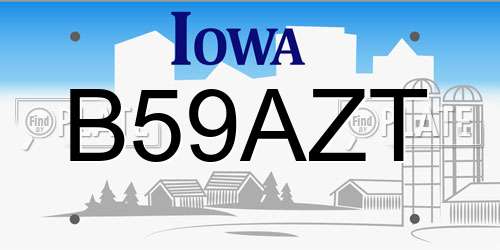 B59AZT Iowa License Plate