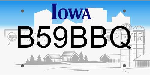 B59BBQ Iowa License Plate