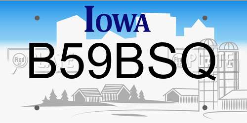 B59BSQ Iowa License Plate