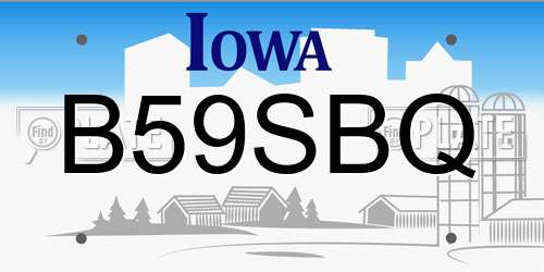 B59SBQ Iowa License Plate