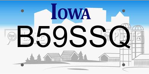 B59SSQ Iowa License Plate