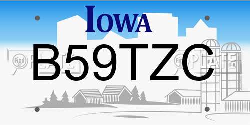 B59TZC Iowa License Plate