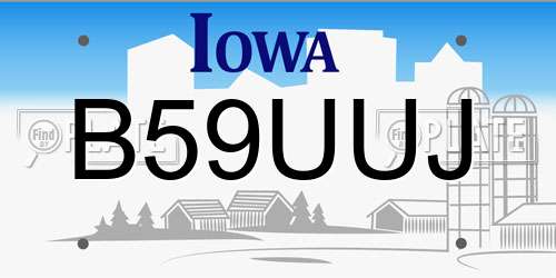 B59UUJ Iowa License Plate