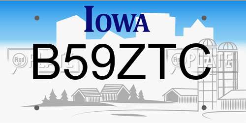 B59ZTC Iowa License Plate