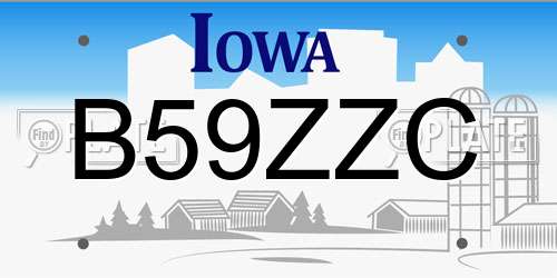 B59ZZC Iowa License Plate