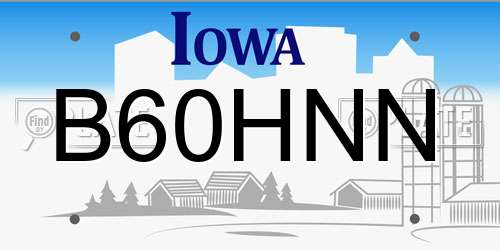 B60HNN Iowa License Plate